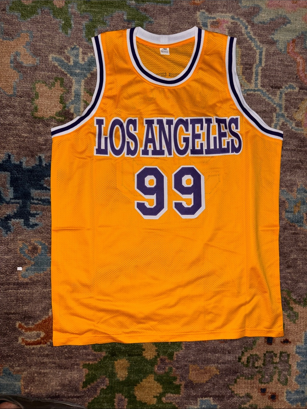 FLETCH Men’s Yellow Basketball Jersey with Purple Trim #99 - Picture 4 of 5
